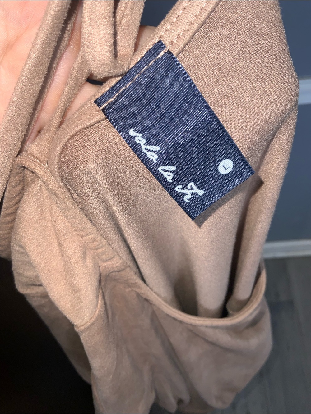 Mini Lightweight Faux Suede Shift Dress in Tan Large - Picture 4 of 5